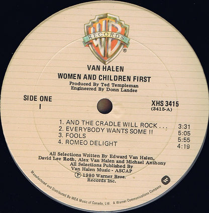 Van Halen – Women And Children First (Used vinyl)