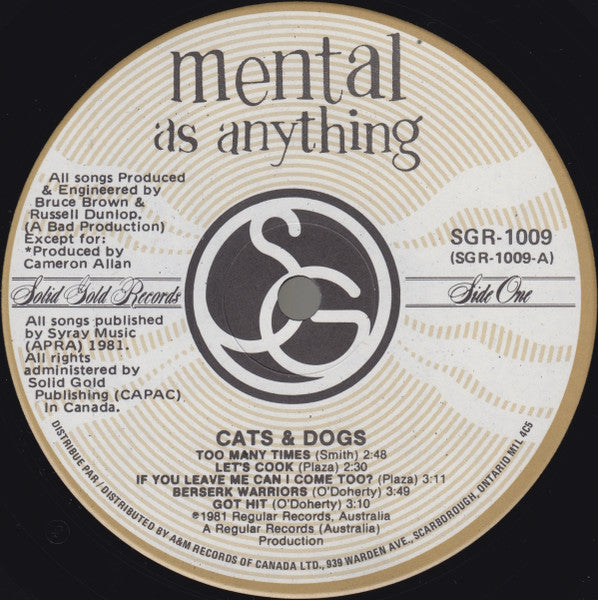 Mental As Anything – Cats & Dogs (Used vinyl)