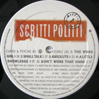 Scritti Politti – Cupid & Psyche 85 (Used vinyl)